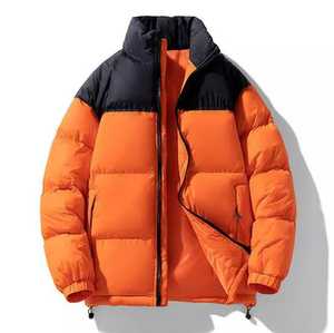 Chaqueta acolchada de algodón de invierno Unisex a prueba de viento, cuello levantado, estilo informal, cierre de cremallera, patrón sólido, logotipo de lona para hombre - Product Image 1