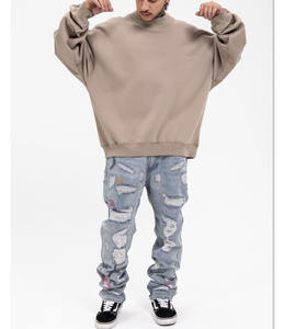 Sudadera extragrande de manga larga con logotipo personalizado para hombre, jersey de cuello redondo en blanco para hombre - Product Image 4