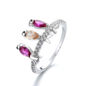 Uccellini Appollaiati con Cristalli in Oro Rosa 18K e Argento Sterling - Idea Regalo - Product Image 1