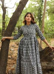 Robe Anokhi en Ikat tissée à la main, pur coton, bohème, décontractée, occasionnelle, vacances, été, mode éthique faite à la main - Product Image 3