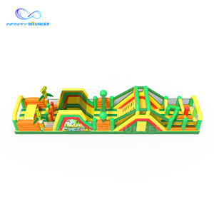 Nouvelle arrivée Jungle thème série commerciale extérieure enfants et adultes aire de jeux obstacle gonflable Combo toboggan château plein d'entrain - Product Image 2