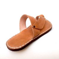 Sandal buatan tangan pria wanita, Kasut kulit sapi datar gaya kasual Arab musim panas