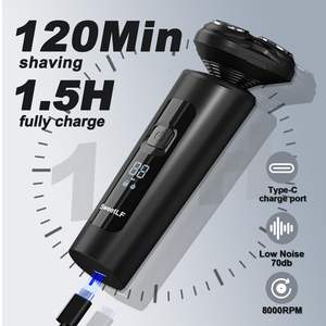 Rasoir électrique facial sans fil rechargeable, rasoir rotatif à sec, charge rapide, IPX7, pour le visage, lavable, pièces de rechange - Product Image 5