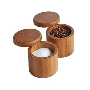 Juego de 2 cajas de madera para sal y pimienta Caja Masala Dabba de forma redonda de calidad superior del fabricante In Home Arts - Product Image 5