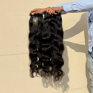 Tissage en lot de cheveux humains Temple Raw avec fermeture HD, faisceaux de cheveux ondulés profonds, faisceaux de cheveux humains ondulés Temple Indian - Product Image 2