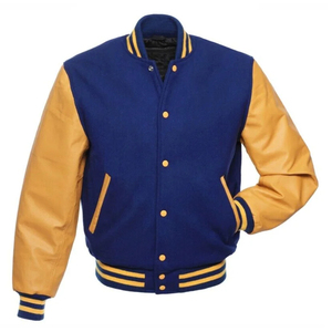 Veste de baseball d'hiver pour homme surdimensionnée avec logo frontal, col montant, patchwork en cuir brodé de haute qualité personnalisé - Product Image 4