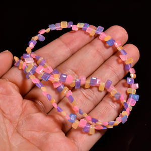 Perles d'opale, perles à facettes rayonnantes d'opale éthiopienne, perles d'opale de feu Welo rose pour la fabrication de bijoux, perles de pierres précieuses multi-opale de feu, - Product Image 3