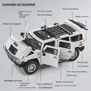 รถโมเดลโลหะ HUMMER H2 ขนาด 1:18 รถ SUV ออฟโรดสุดหรู พร้อมประตูที่เปิดได้ เสียงและไฟตกแต่งภายในอย่างละเอียด - Product Image 2
