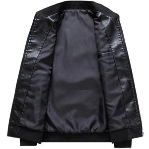Nueva moda Otoño Invierno cálido hombre chaquetas de cuero Stand Collar abrigo cuero motocicleta chaquetas cremallera abrigo para hombres - Product Image 4