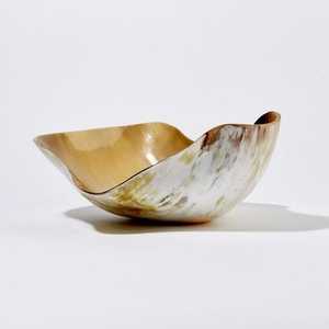 Ensaladera natural con juego de servidores, cuenco de cuerno de búfalo sólido con cuchara para ensalada de frutas, pulido alto H - Product Image 1