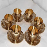 Ensemble de tasses à thé ovales en laiton poli fait main de style vintage Mugal Time, 6 pièces, style américain, cadeau Diwali, Calvin
