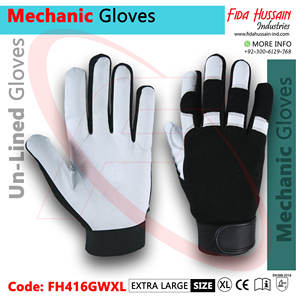 Gants de travail en cuir de chèvre du Pakistan Pouce et poignet avec fermeture à crochet et boucle Gants de mécanicien de sécurité pour hommes - Product Image 3