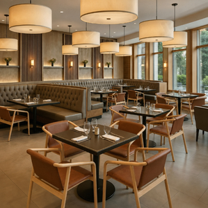 Sillas Modernas de Madera para Hotel con Cojines de Espuma, Patas Cónicas, Respaldo Sólido, Diseño Contemporáneo, Muebles Comerciales para Interiores - Product Image 1