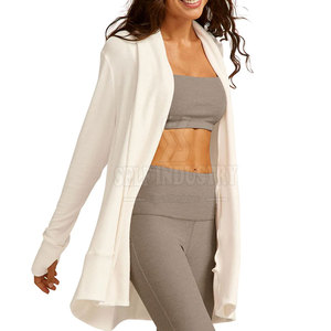 High Quality Breathable Yoga Wrap Cardigan for Women Workout Fitness Wear with Front Logo Spandex/Nylon Fabric Wholesale - Product Image 2