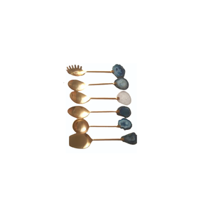 Cuillères à salade en laiton avec poignée en résine serveur de salade de différentes couleurs Cuillère avec restaurants et usage domestique - Product Image 5