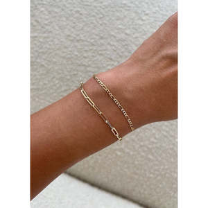 Kyle Figaro Paperclip Link Chain Bracelet Stack Rhodium Plated White <b>Gold</b> <b>Rose</b> <b>Gold</b> Featuring Diamond Pearl Vintage Religious - Product Image 2