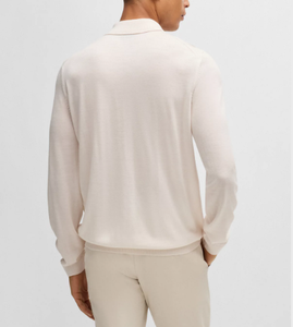 100% coton pour hommes manches longues pour polos tissu tricoté respirant avec motif solide technique teint uni - Product Image 3