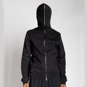 Personnalisé 380 500gsm hommes français éponge polaire partout impression strass Boxy recadrée visage complet demi fermeture éclair à capuche hommes - Product Image 4