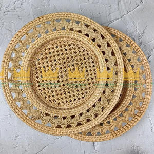 Eco-friendly Natural <b>Bamboo</b> Rattan Woven Placemat Flower/Modern Style Home Restaurant Use Wedding Party Charger Plate Wholesale - Product Image 1