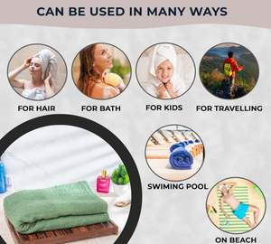 Serviettes de bain en coton de bambou vert luxueuses, ultra absorbantes, 500 GSM, qualité spa, pour la maison et les voyages - Product Image 5