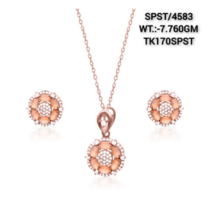 Regalos de Navidad colgante de piedras preciosas de circón cúbico 925 conjunto de colgante de plata sólida 18 "cadena moderna plata dama de honor collar joyería - Product Image 5