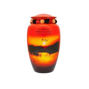 Lakeside Sunset Cremation Urn Tribute <b>Wreath</b> Option Custom Engraving Perfect for Adult Aluminium funeral supplies urns - Product Image 3