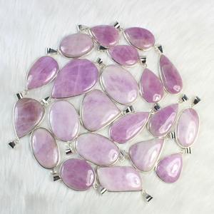 อัญมณี kunzite สีชมพูธรรมชาติทรงวงรีตั้งขอบขอบมือขัดเรียบสไตล์วินเทจเครื่องประดับจี้เงินขายส่ง - Product Image 6