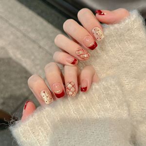 Escalera de dedo corta Translúcido Desnudo Emparejado Oro Brillo Elegancia francesa Festivo Glam Dulce Estilo japonés Invierno parisino - Product Image 3