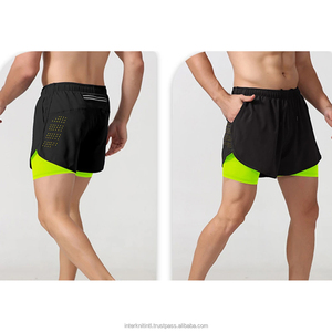 กางเกงขาสั้นออกกำลังกายผู้ชายแบบสองชั้น 2 in 1 สำหรับวิ่ง ฟิตเนส จ็อกกิ้ง ใส่เล่นกีฬาชายหาด แห้งเร็ว เหมาะสำหรับฤดูร้อน - Product Image 2