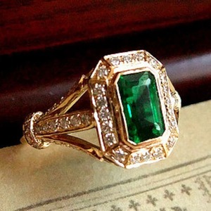 Handmade 925 Sterling <b>Silver</b> Engagement <b>Ring</b> Green <b>Emerald</b> Diamond Vintage for Indian Weddings Fine Jewelry Wholesale Lot Jaipur - Product Image 4