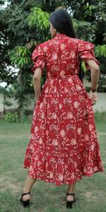 Main indienne bloc coton robe courte personnalisée mariée mariage miel lune robe d'été porter imprimé floral fille robe élégante - Product Image 2