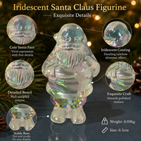 Figurine de Noël translucide irisée sculptée en forme de Père Noël pour la décoration de la maison et du bureau, idéale comme cadeau et objet de collection
