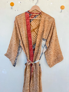 Taille libre femmes soie mousseline de soie col en V cordon de serrage pleine longueur Kimono Robe séchage rapide haute qualité été automne printemps Festival - Product Image 2