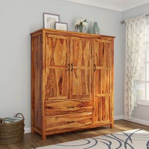 Armoire de chambre à coucher moderne en bois massif artisanal avec tiroirs pour hôtels et appartements par Java Wood Furniture - Product Image 2