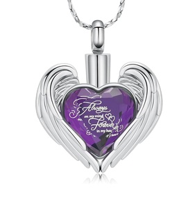 Collar de urna de cremación para cenizas, collares conmemorativos de corazón de acero inoxidable, soporte para cenizas para recuerdo humano, seres queridos, tamaño personalizado - Product Image 1