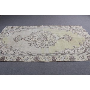 พรมวินเทจตุรกีขนาดใหญ่ 5.5x9.6 ฟุต สีขาวน้ำตาล ลายต้นไม้และพืช - Product Image 3