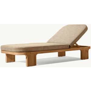 Tumbona moderna de teca de gama alta con respaldo ajustable para hoteles, resorts, villas, tela impermeable, Color Natural, uso en exteriores - Product Image 1