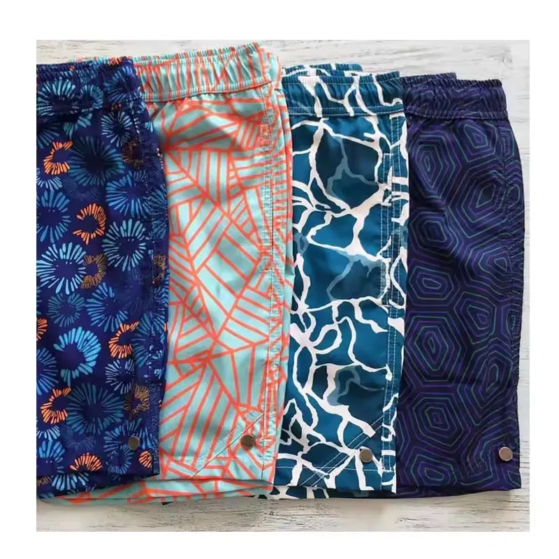 Calça de banho esportiva de secagem rápida respirável para homens, calção de praia personalizado com imagem de logotipo e calção de banho para homens