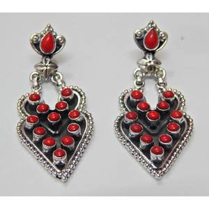 Handmade Natural Coral Stud <b>Earrings</b> Vintage Red Gemstone <b>Dangle</b> <b>Earrings</b> <b>Fine</b> Jewelry Gift Item - Product Image 2