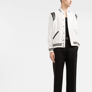 Custom Embroidered Baseball Bomber Jacket With Monochrome Letterman Varsity Design Winter Season Leather Sleeve Letterman Logo - Product Image 1