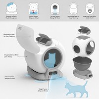 Litière pour chat automatique Tuya Smart APP, nettoyage facile, contrôle des odeurs, bac à litière en plastique, 65L, grand espace, toilette sphérique pour animaux de compagnie sans pincement