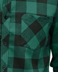 Chemise en flanelle à carreaux vert et noir sur mesure pour homme, manches longues, boutonnée, décontractée, chaude, avec poche poitrine, fournisseur OEM sur mesure - Product Image 5