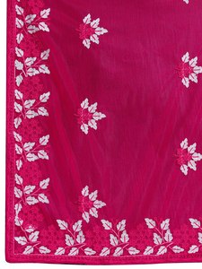 Sari indien en tissu léger pour les fêtes et les occasions spéciales, avec des pièces de chemisier en soie de Bangalore pour femmes - Product Image 3