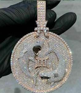 Pendentif Moissanite véritable plaqué or blanc 14 carats de 3,30 carats avec pendentif en diamant lettre personnalisée ou breloque pour les fêtes - Product Image 1