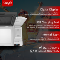 FJ23-1 23L DC 12V 24V Réfrigérateur Congélateur Portable pour Voiture avec Compresseur, Alimentation Solaire, Écran USB et Batterie, Refroidissement Rapide