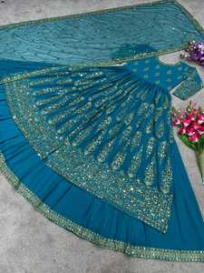 Designer Georgette tessuto <span class=keywords><strong>Lehenga</strong></span> abito da festa abito da sposa abito da sposa funzione di usura tradizionale indossare bellissimi abiti - Product Image 4