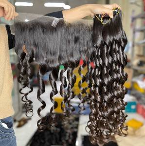 มัดผมสีน้ำตาลแบบเด้งพร้อมแผ่นปิดและด้านหน้าเพื่อให้วิกผมดิบมีคุณภาพดีเยี่ยม - Product Image 1