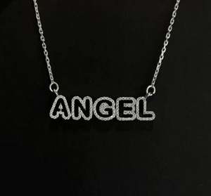 Iniciales Colgante de diamantes Iced Hip Hop Colgante de nombre personalizado en VVS Cortado Diamantes redondos en plata 925 Colgante inicial en negrita - Product Image 2