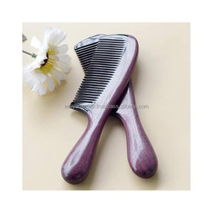 Peignes à cheveux en corne classique Peigne à manche en bois naturel Peigne en corne de buffle en bois de santal violet Pas de statique pour hommes et femmes - Product Image 3