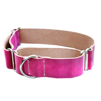 Collier de chien en cuir large bleu Nevy de luxe le plus vendu avec décoration de rivet à anneau en D en laiton accessoires de conception de martingale forte
